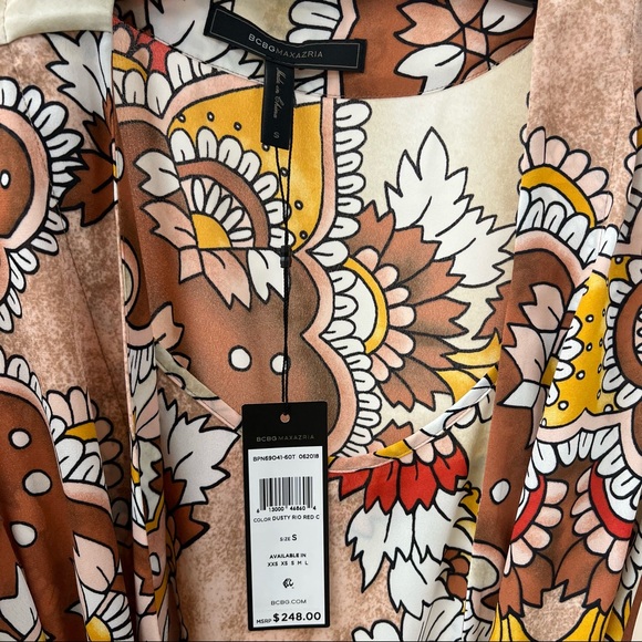 BCBGMAXAZRIA Two Piece Wrap Robe Dress in Dusty Rio Red - Picture 8 of 9